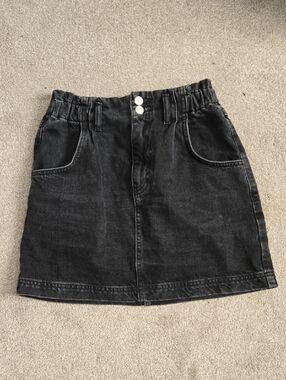 Women's Topshop Black Denim Paper Bag Mini Skirt LIKE NEW
